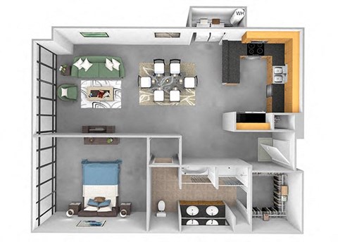 Main 3 Downtown - A4 (Tower) - 1bed/1 bath - 3D